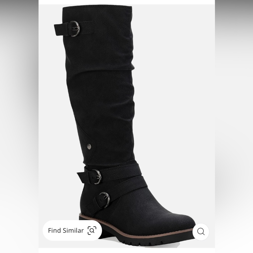 Sun and stone Brinley faux leather tall knee boots